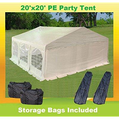 20'x20' PE Tent White - Heavy Duty Wedding Party Tent Canopy Carport - By DELTA Canopies   